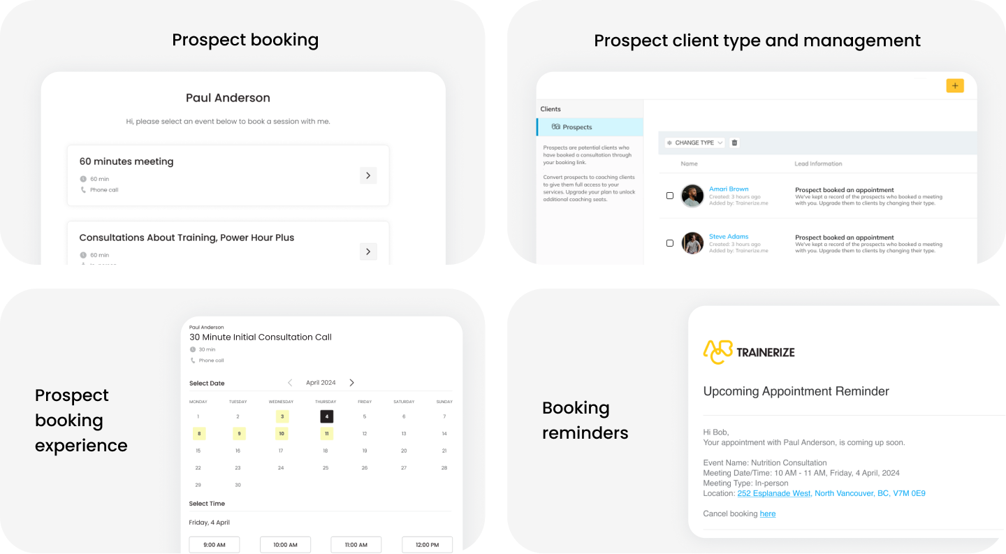 Trainerize Business Management Software for Trainers - Prospect features