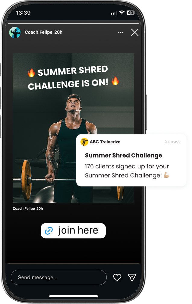 Phone screen for Trainerize Challenges